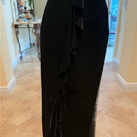 Cache Black Ruffle Prom Dress - Picture 1 of 5